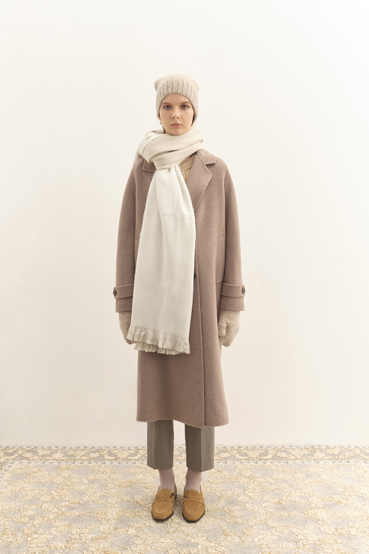 Scarf Acari Double Face — Beige / White
